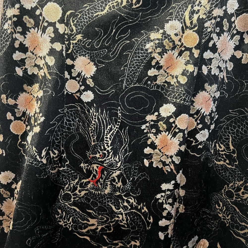 Urban Outfitters Black Dragon Print Sateen Twill Mini Dress Size Medium Gothic - Picture 7 of 7